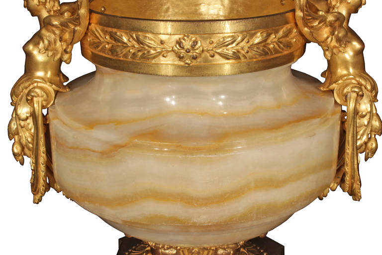 French 19th Century Neoclassical St. Onyx and Ormolu Urn 3