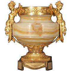 French 19th Century Neoclassical St. Onyx and Ormolu Urn