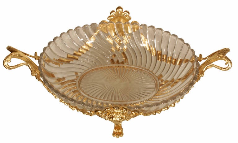 19th Century French 19th century Louis XVI st. Baccarat crystal and ormolu centerpiece