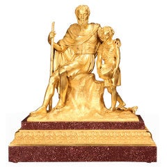 19th century French Charles X st. ormolu and porphyr statue 5