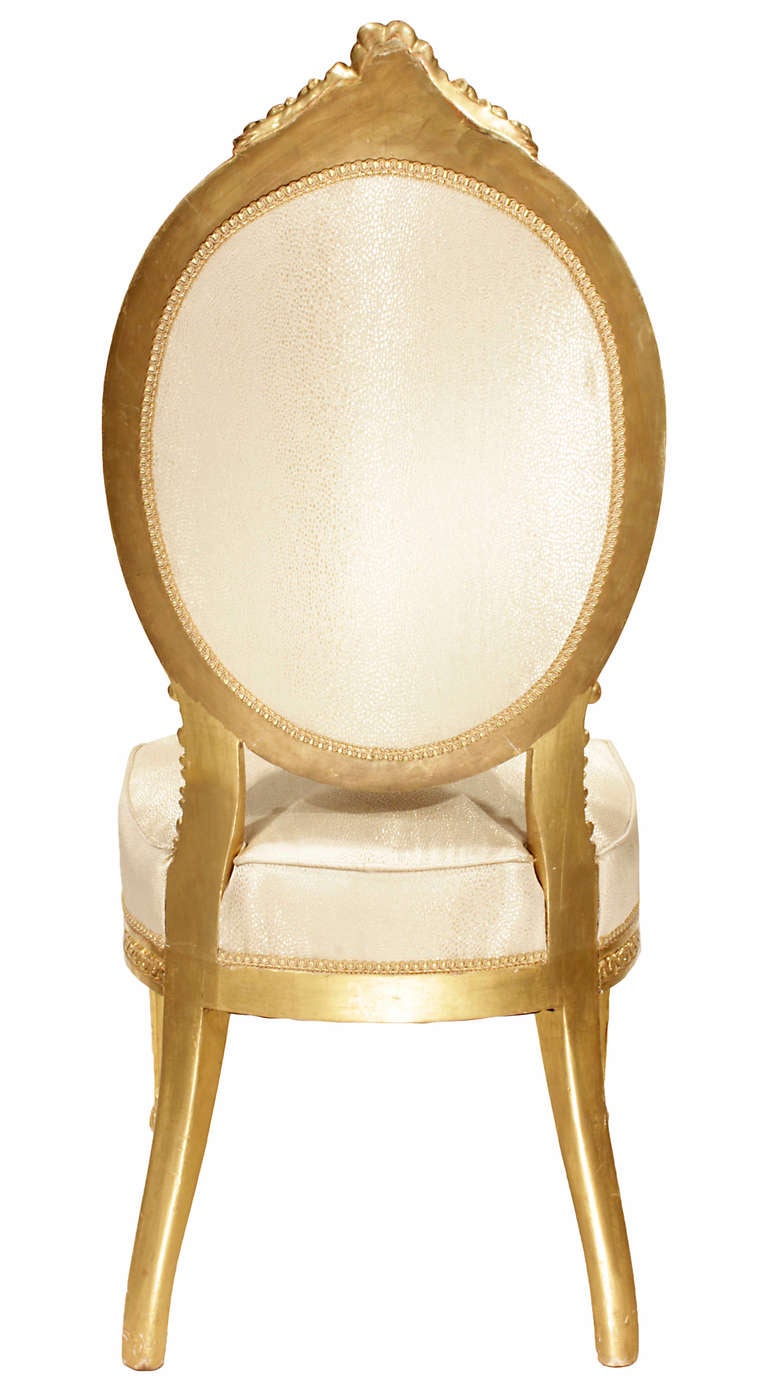 Italian Mid 19th Century Louis XVI Style Giltwood Dining Chairs 2