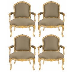 A Set of Four French 19th Century Louis XV st. Armchairs A Set of Four French 19th Century Louis XV st. Armchairs