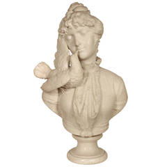 Antique Italian 19th century white Carrara marble bust, signed F. Brusaglino Milano.