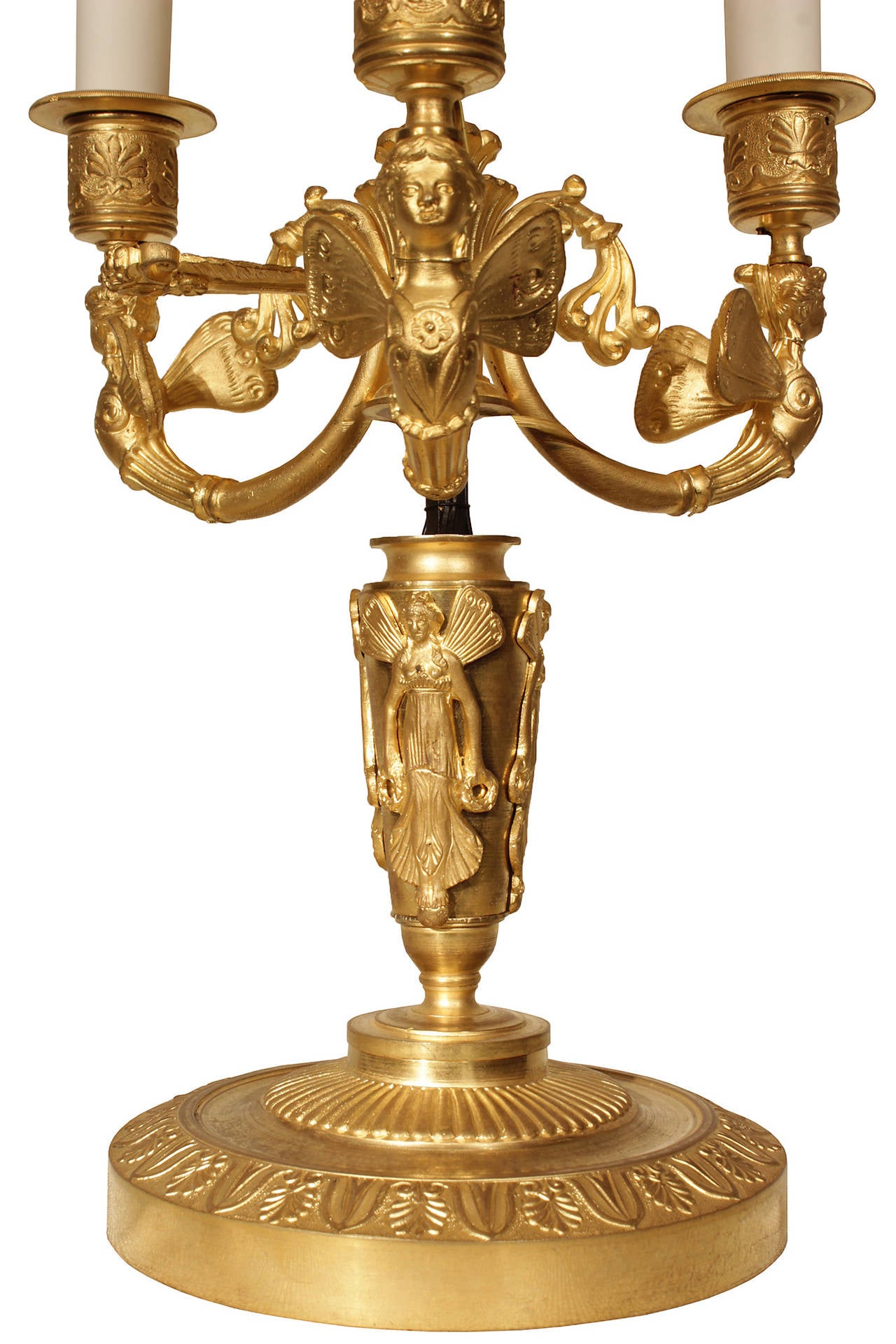 French 19th Century Empire Style Ormolu Bouillotte Lamp 1