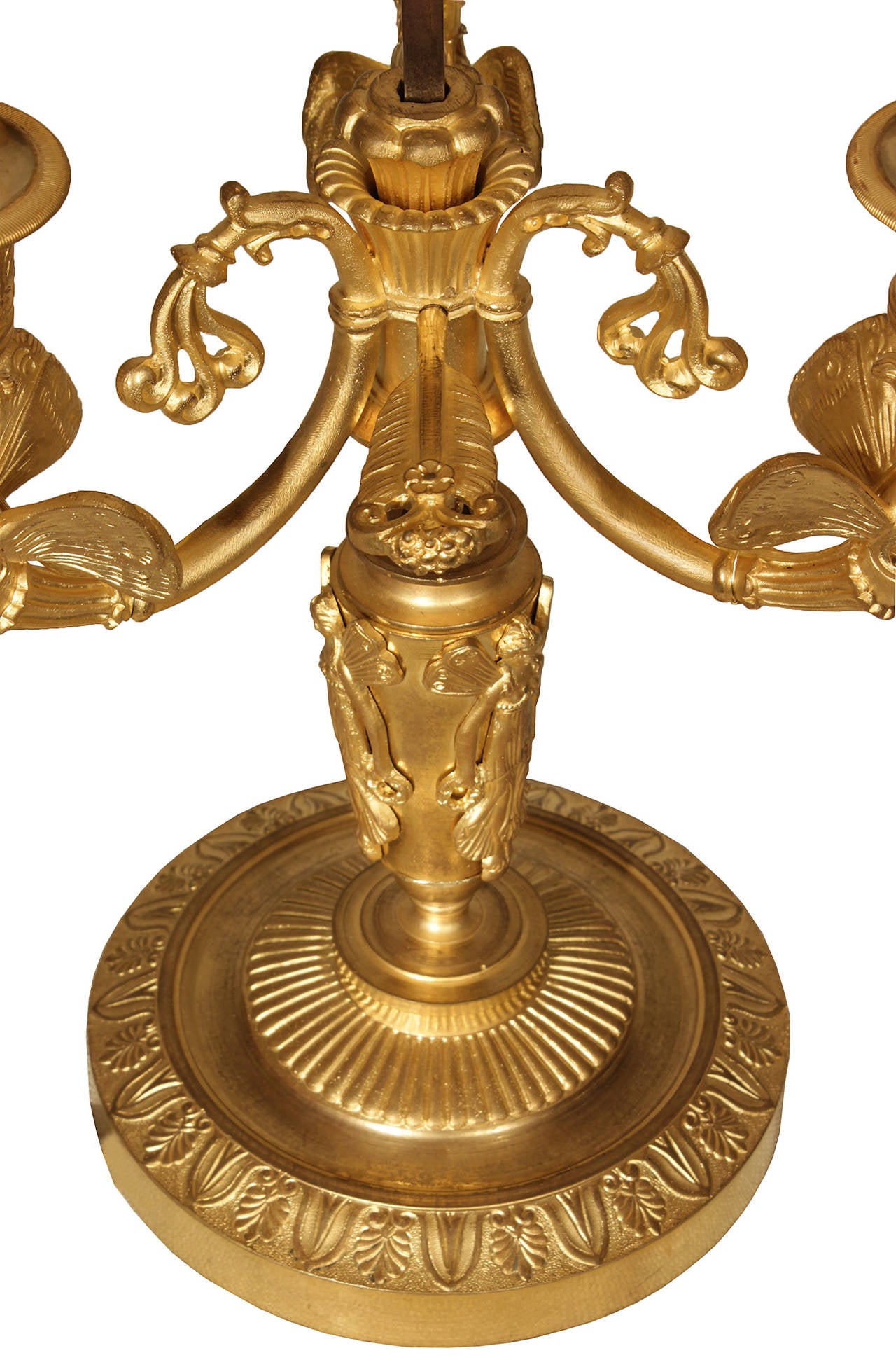 French 19th Century Empire Style Ormolu Bouillotte Lamp 2