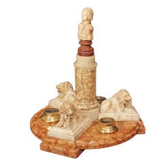 An Italian mid 19th century alabaster, porphyry and marble centerpiece 7