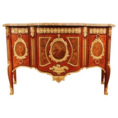 French mid 19th century Transitional st. kingwood and marquetry commode