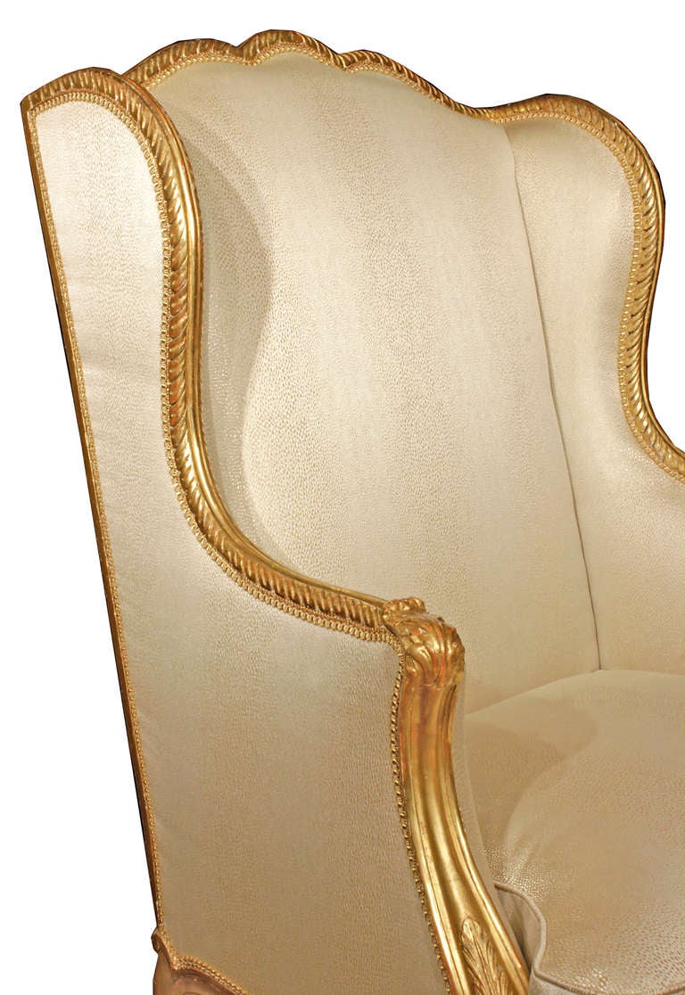 19th Century French Louis XV Giltwood Bergères a Oreilles In Excellent Condition In West Palm Beach, FL