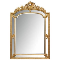 French 19th Century Louis XVI Style Double-Framed Giltwood Mirror