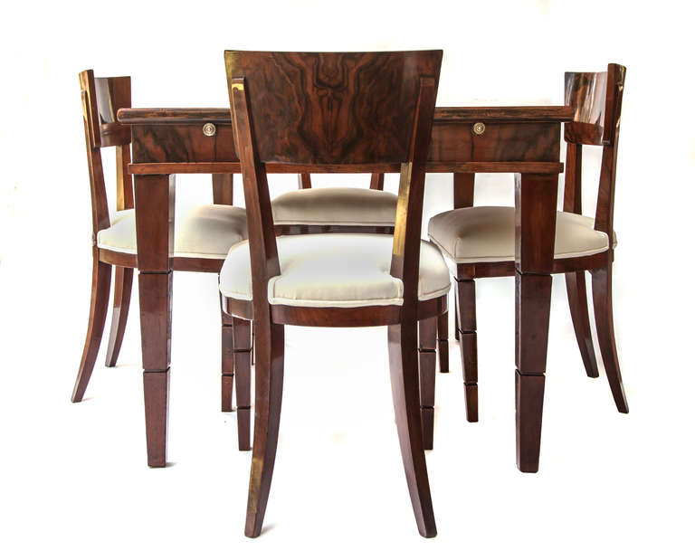 Very Rare and Important Set of Four Gio Ponti Dining Chairs in Walnut Root 4
