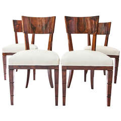Vintage Very Rare and Important Set of Four Gio Ponti Dining Chairs in Walnut Root