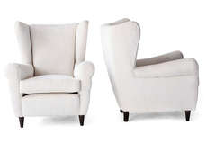 Pair of Elegant Wingback Italian Armchairs, circa 1940