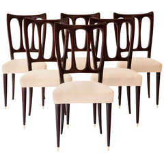 Set of Six Fine and Polished Paolo Buffa Dining Chairs, 1950