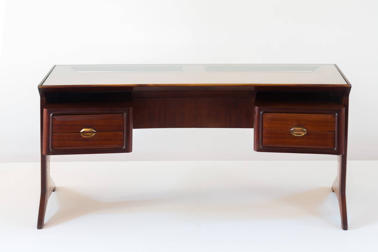 Modern Important Rosewood Curved Writing Desk Attributed Guglielmo Ulrich, circa 1945
