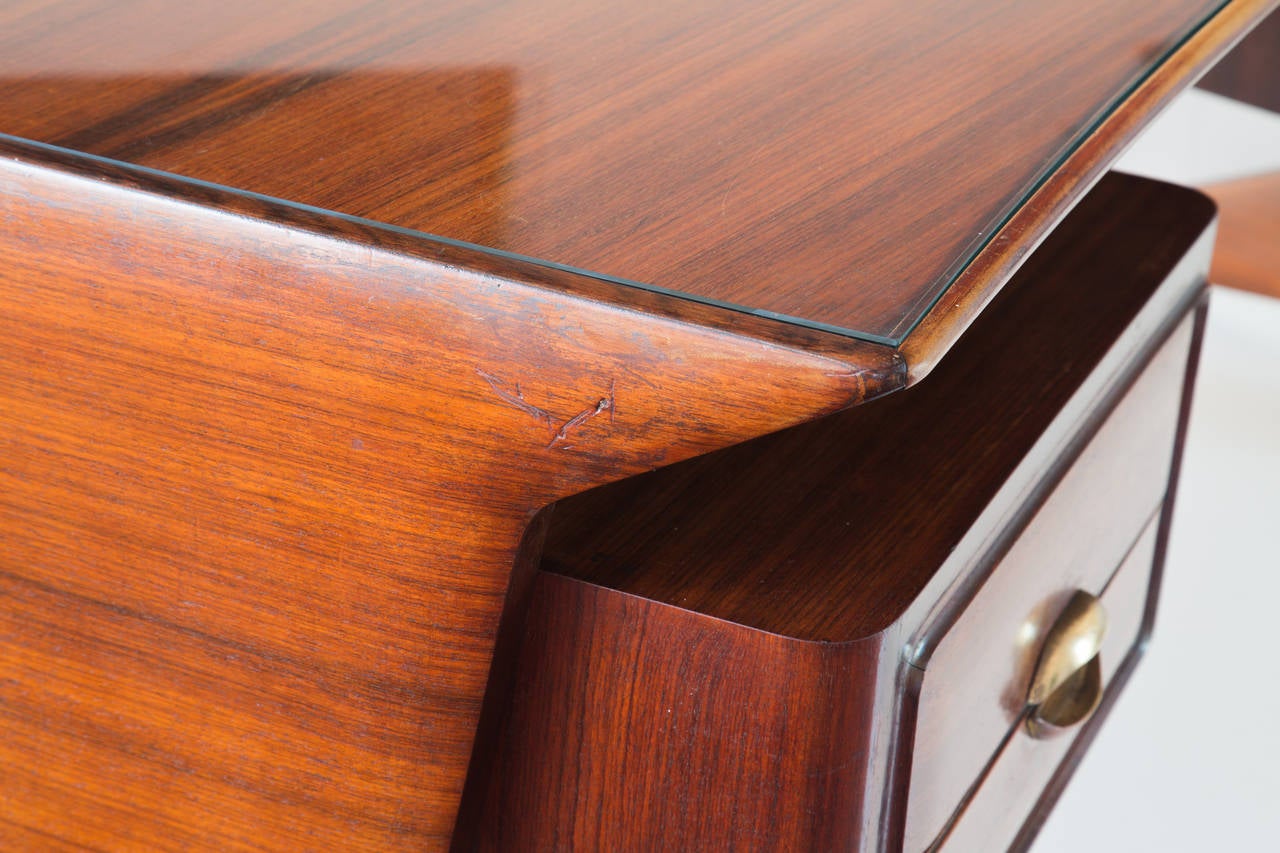 Important Rosewood Curved Writing Desk Attributed Guglielmo Ulrich, circa 1945 3
