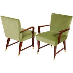 Vintage Pair of Important Gio Ponti Armchairs from Bnl of Bergamo (Italy) by Isa