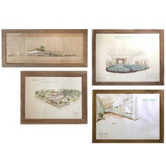 Set of Four Rare Maurizio Tempestini Watercolors, "Forte dei Marmi"