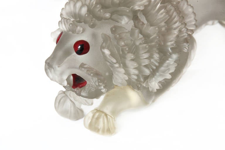 Extremely Rare Flavio Poli Glass Lion, 1930 In Good Condition For Sale In Rome, IT
