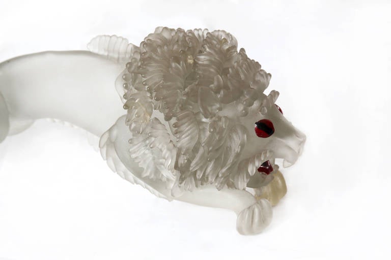 Mid-20th Century Extremely Rare Flavio Poli Glass Lion, 1930 For Sale