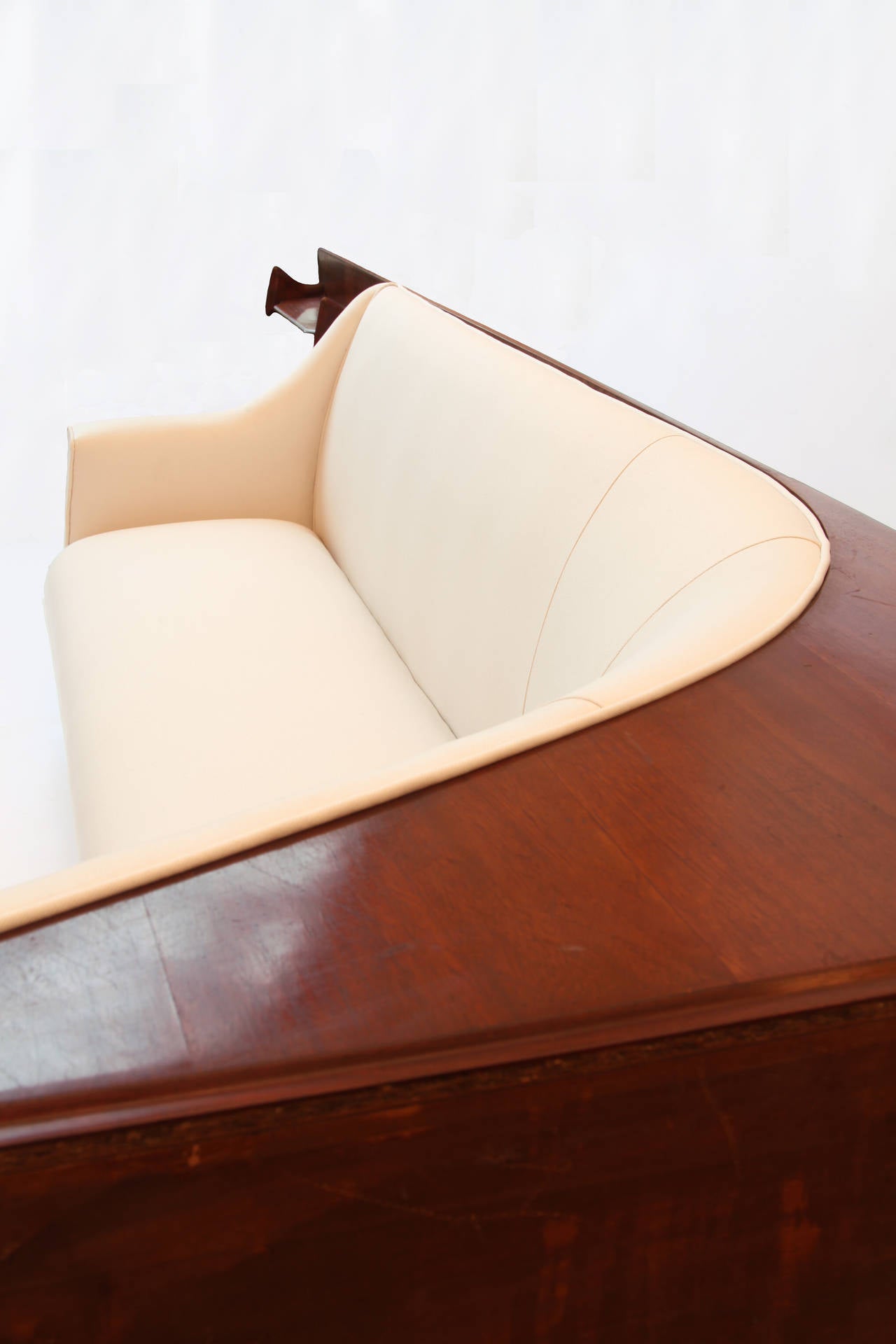Important Wall Unit, Large Curved Sofa and walnut Shelfs by Dassi, 1940 7