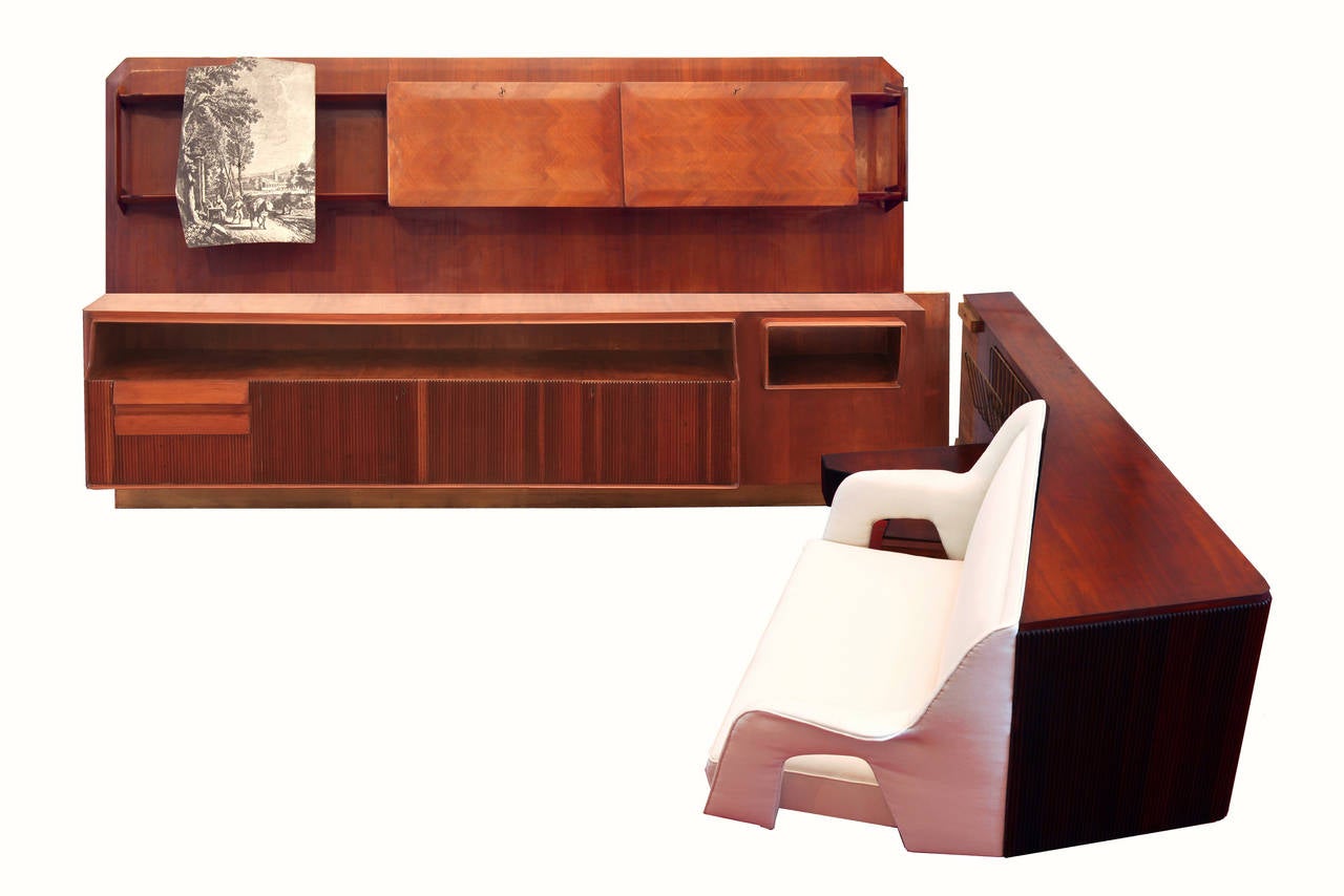 Important Room Divider Mahogany  Bookcase and a Sofa by Dassi, circa 1940 6