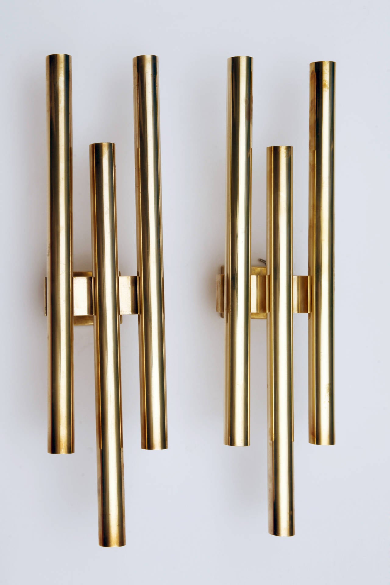 a pair of GIO PONTI sconces
produced by Candle 1960 
6 lights each 

Measures: h. 49 cm x 15 x 11 cm 
perfect condition