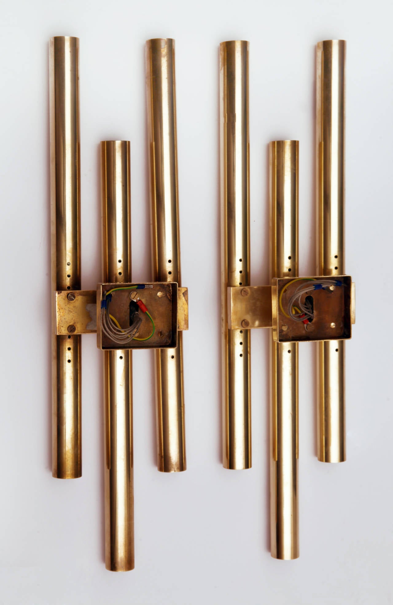 Modern Pair of Gio Ponti Brass Sconces by Candle