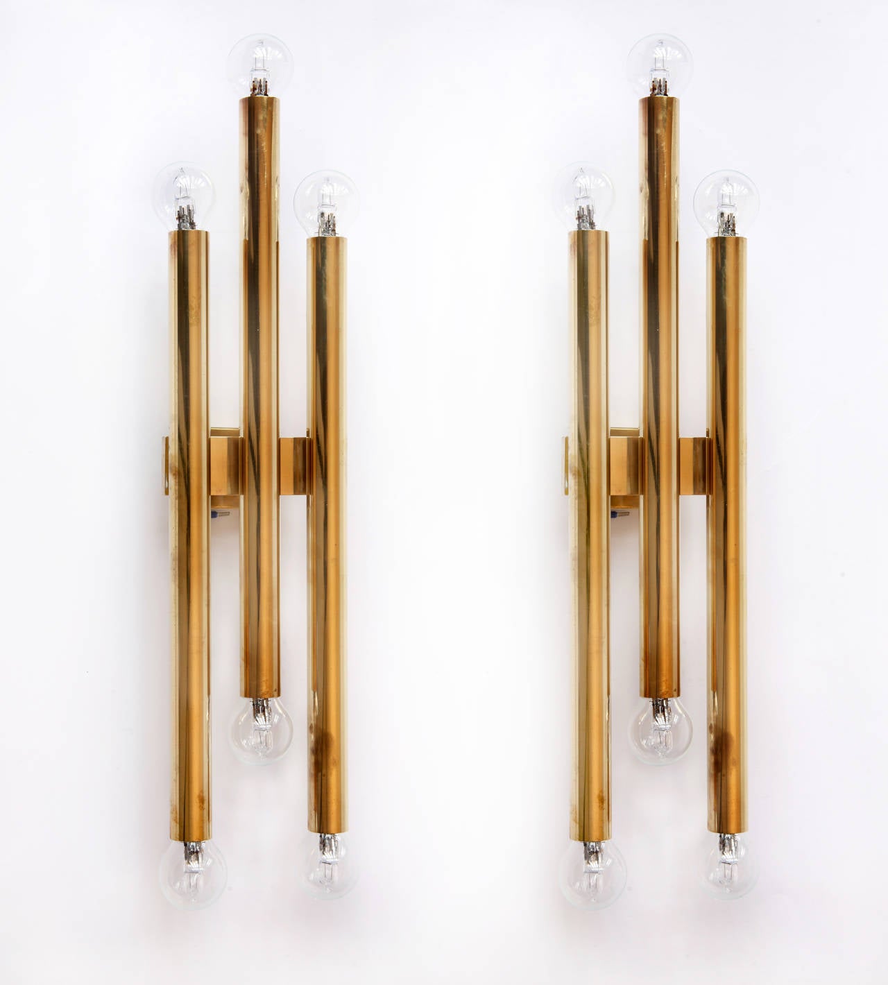 Mid-20th Century Pair of Gio Ponti Brass Sconces by Candle