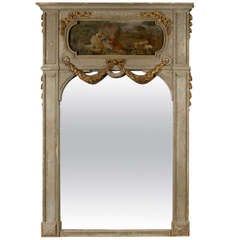 Late 19th Century Painted Trumeau from Provence with Painted Narrative Panel