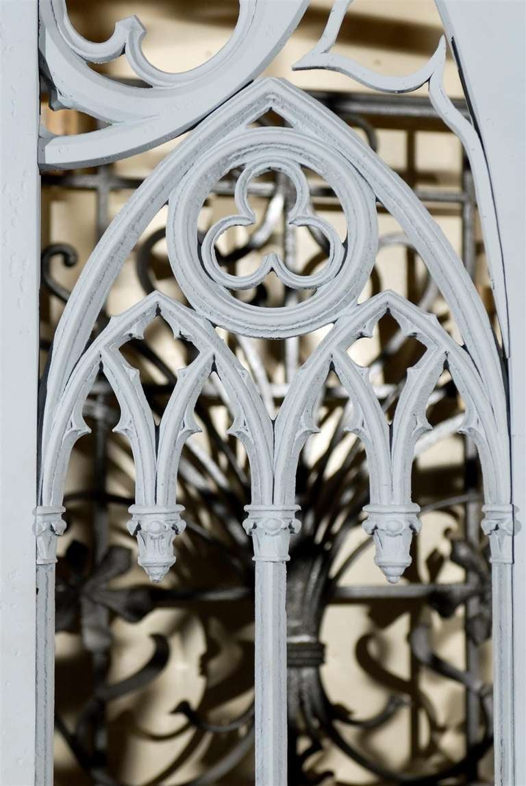 19th Century Pair of French Iron Conservatory Doors Restored in Original Frame For Sale 4