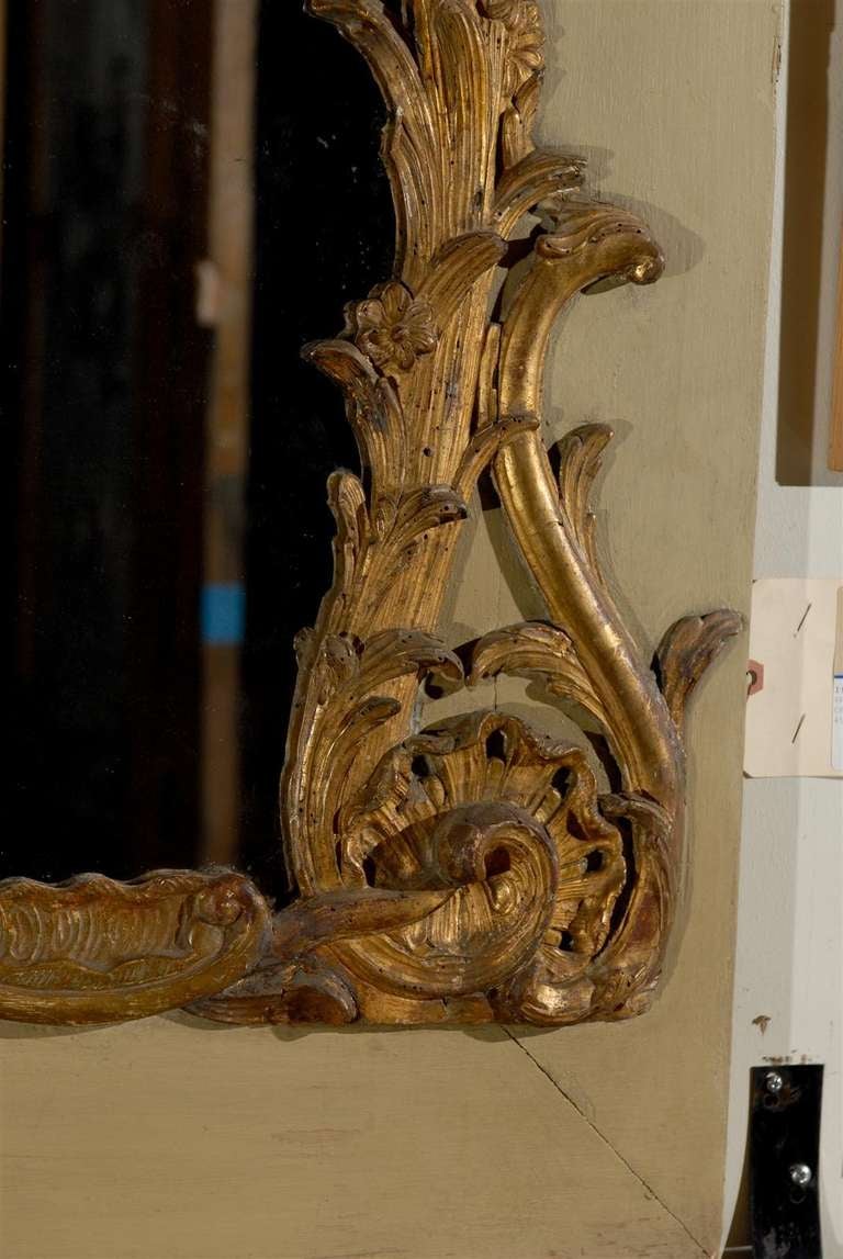 18th C. French Louis XV  Style Gilded & Painted Carved Wood Trumeau In Good Condition For Sale In Atlanta, GA