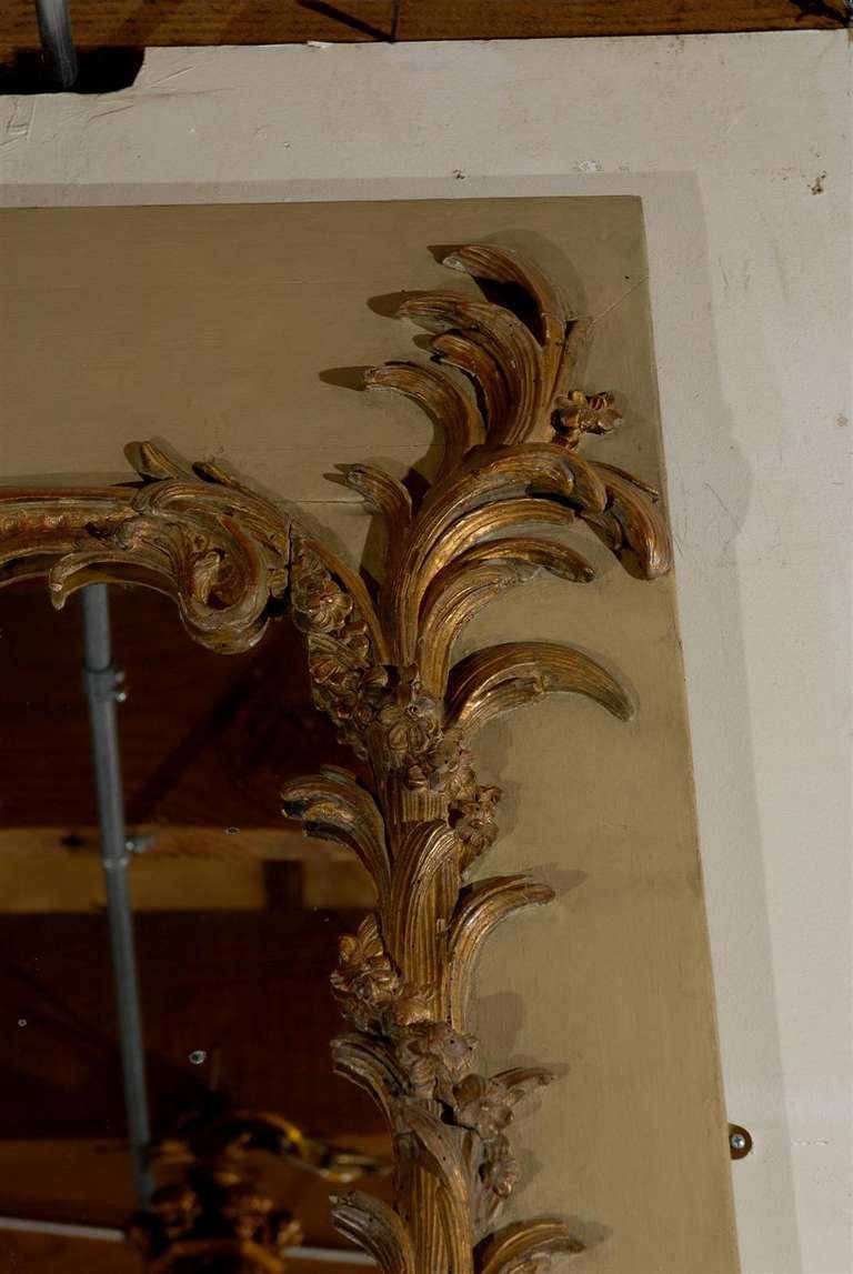 18th C. French Louis XV  Style Gilded & Painted Carved Wood Trumeau For Sale 2