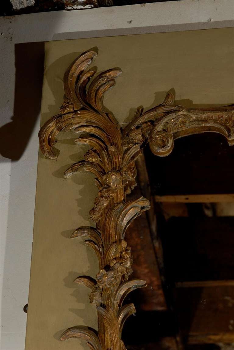 18th C. French Louis XV  Style Gilded & Painted Carved Wood Trumeau For Sale 3