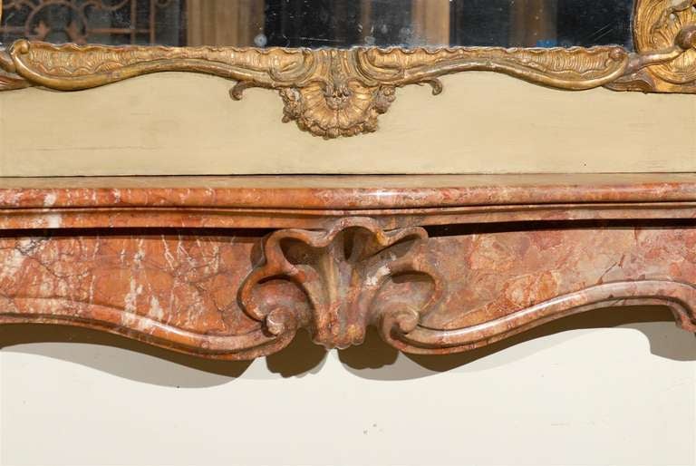 18th Century and Earlier 18th Century Venetian Rococo Marble Mantel For Sale