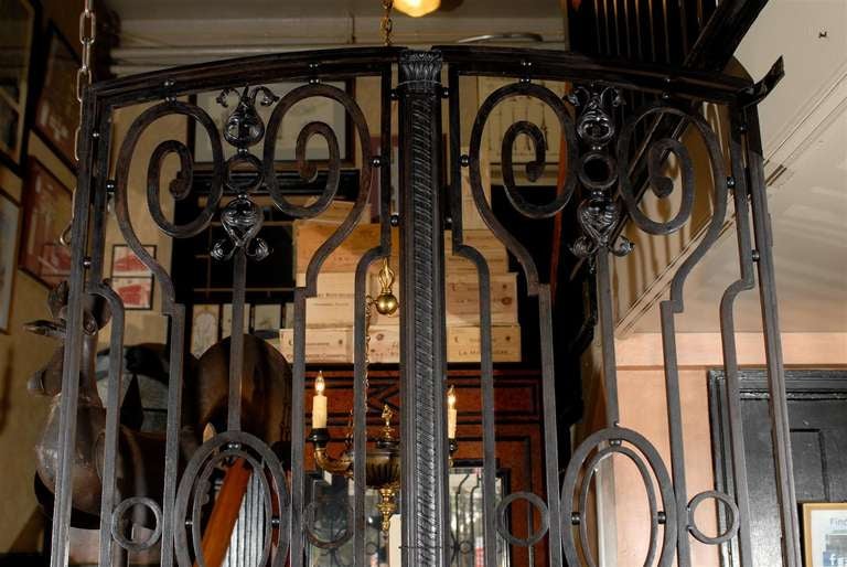 19th Century Pair of French Iron Doors with Grilles and Glazed Operable Windows In Good Condition For Sale In Atlanta, GA