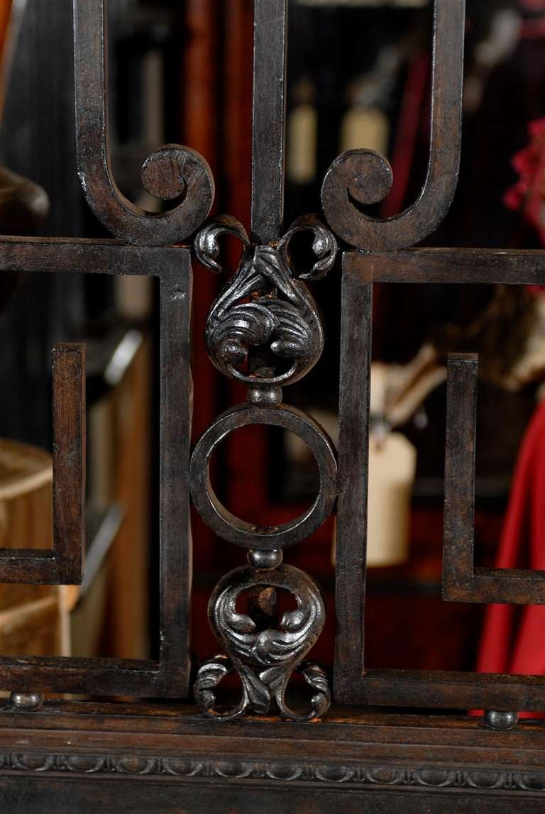 19th Century Pair of French Iron Doors with Grilles and Glazed Operable Windows For Sale 1