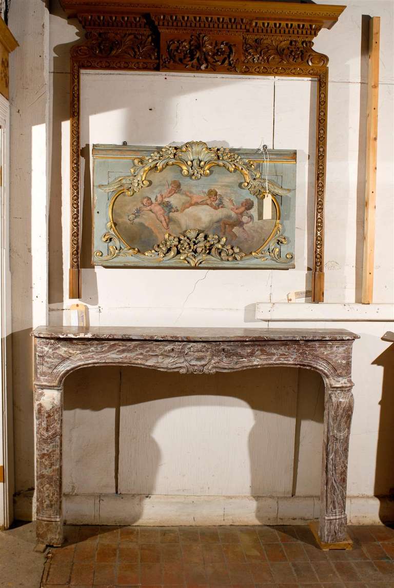 18th Century French Louis XV Rouge Marble Mantel For Sale 4