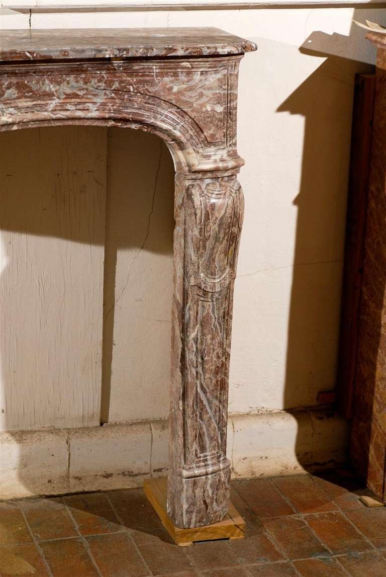 18th Century French Louis XV Rouge Marble Mantel For Sale 5