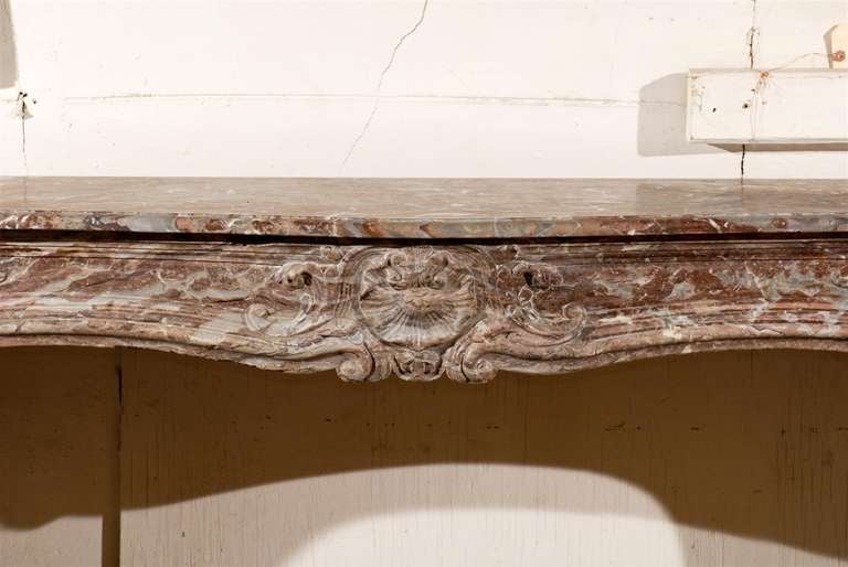 18th Century French Louis XV Rouge Marble Mantel For Sale 2