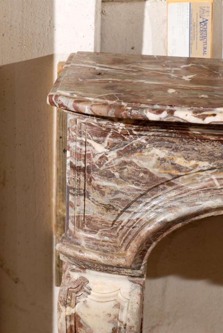 18th Century French Louis XV Rouge Marble Mantel For Sale 6