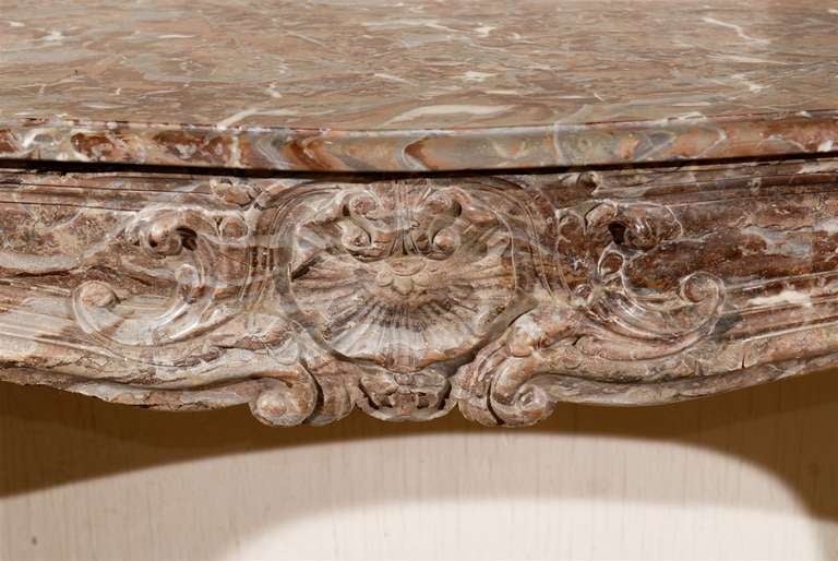 18th Century French Louis XV Rouge Marble Mantel For Sale 3