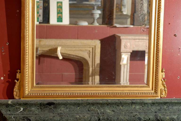 19th Century French Gilded Trumeau with Original Mirror Glass For Sale 4
