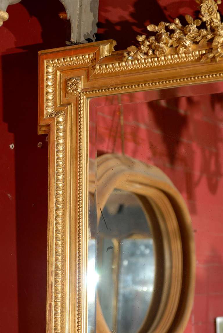 19th Century French Gilded Trumeau with Original Mirror Glass For Sale 2