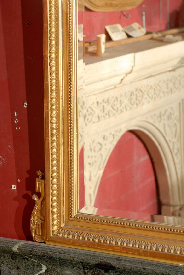 19th Century French Gilded Trumeau with Original Mirror Glass For Sale 1