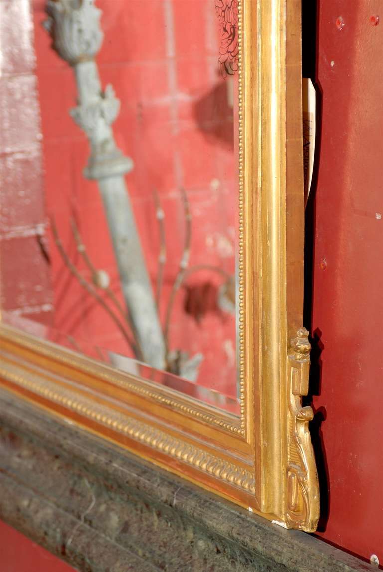 19th Century French Gilded Trumeau with Original Mirror Glass For Sale 3