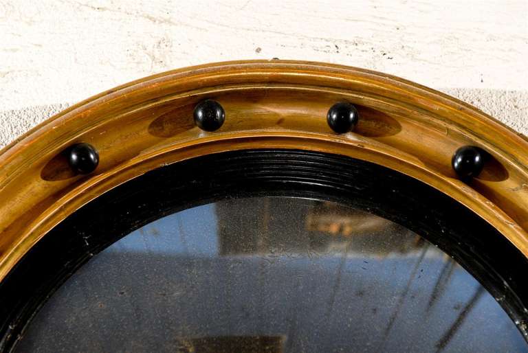 Antique 19th Century English Regency Style Convex Wall Mirror For Sale 2