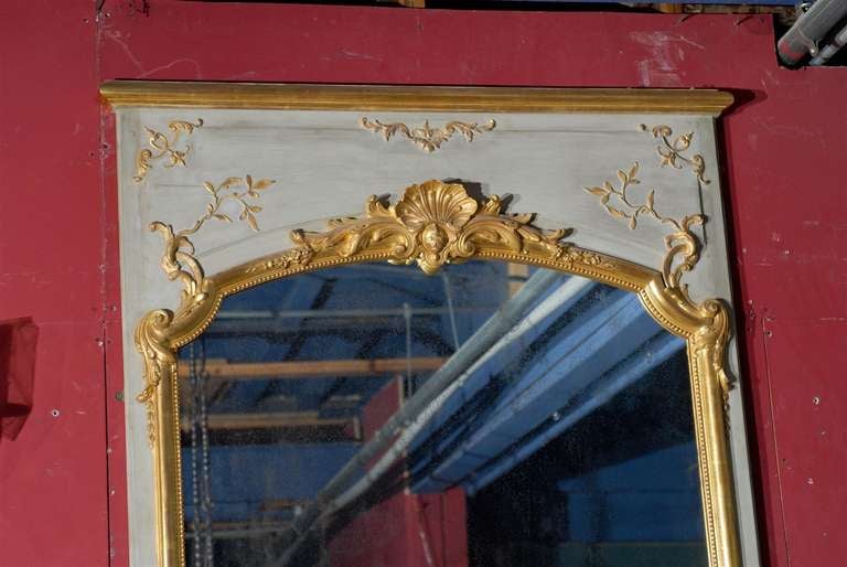 Early 20th c. Glazed & Gilded Louis XV style Trumeau For Sale 4
