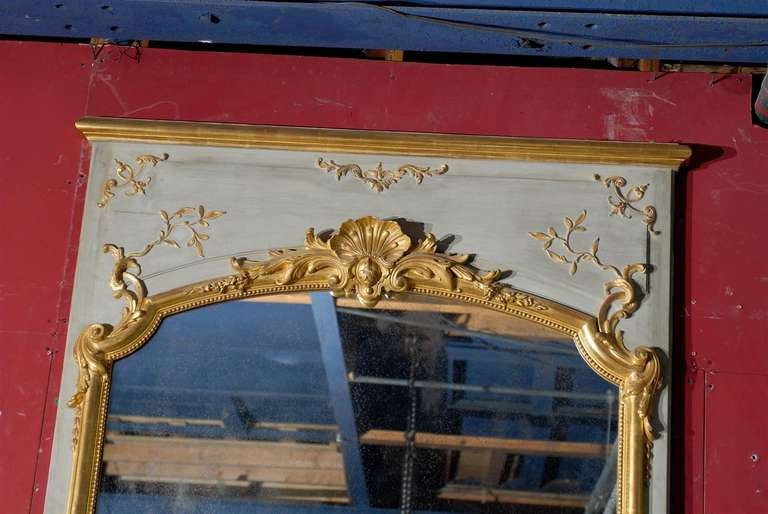 Early 20th c. Glazed & Gilded Louis XV style Trumeau For Sale 1