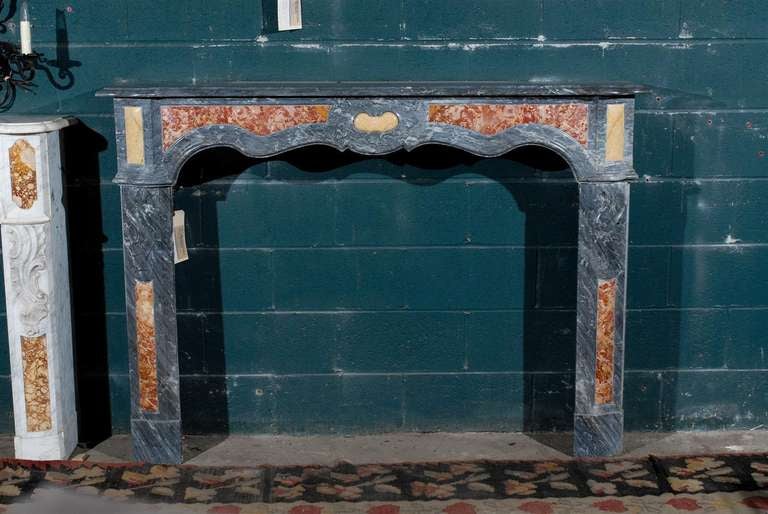 19th Century 19th c. Provencal French Marble Mantel with Color Inserts For Sale