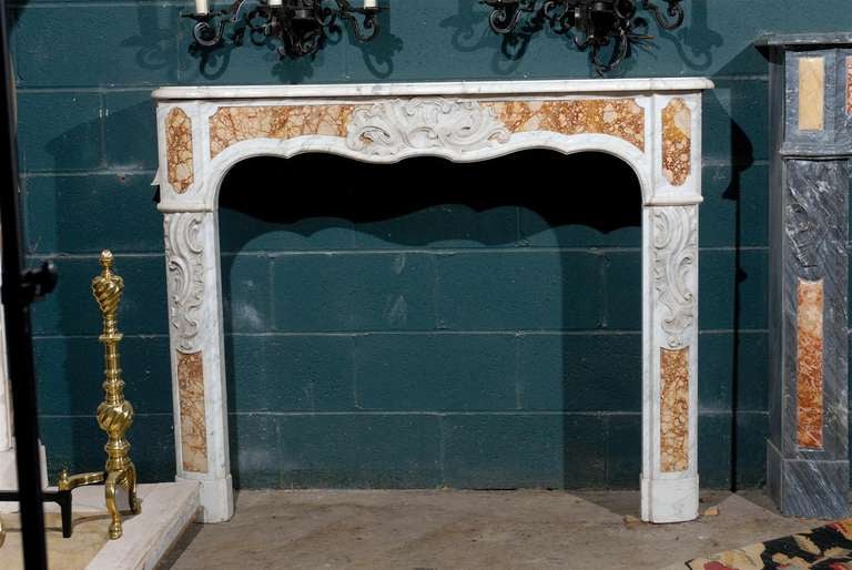 19th c. Provencal Carved Marble Mantel in the Louis XV Style